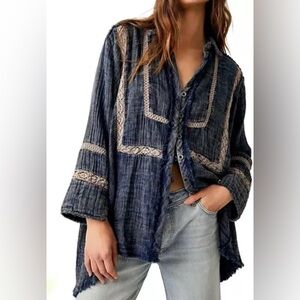 We The Free Blue Button Down Shirt